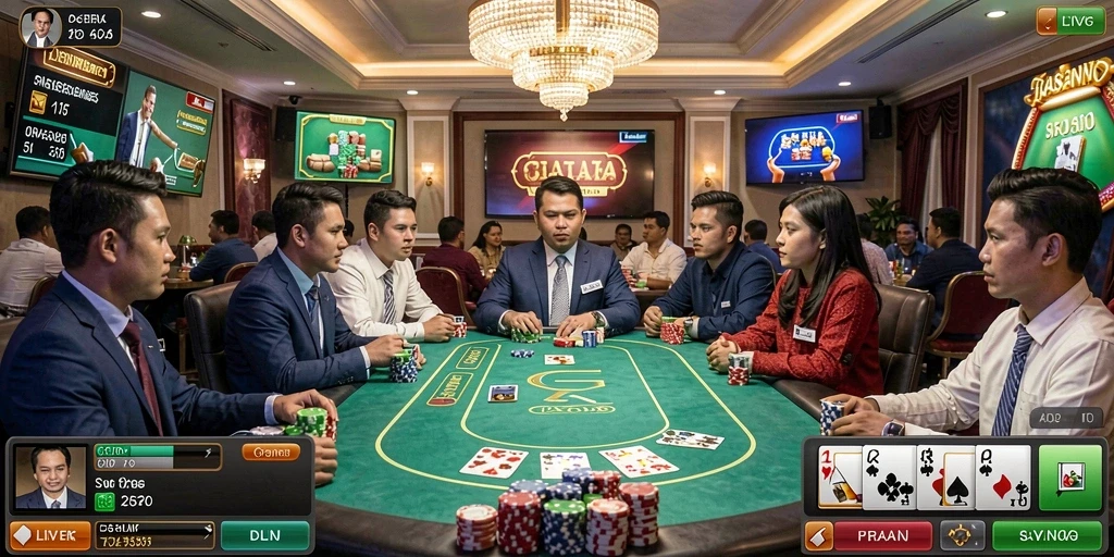 Screenshot fitur permainan live casino yang menarik.
